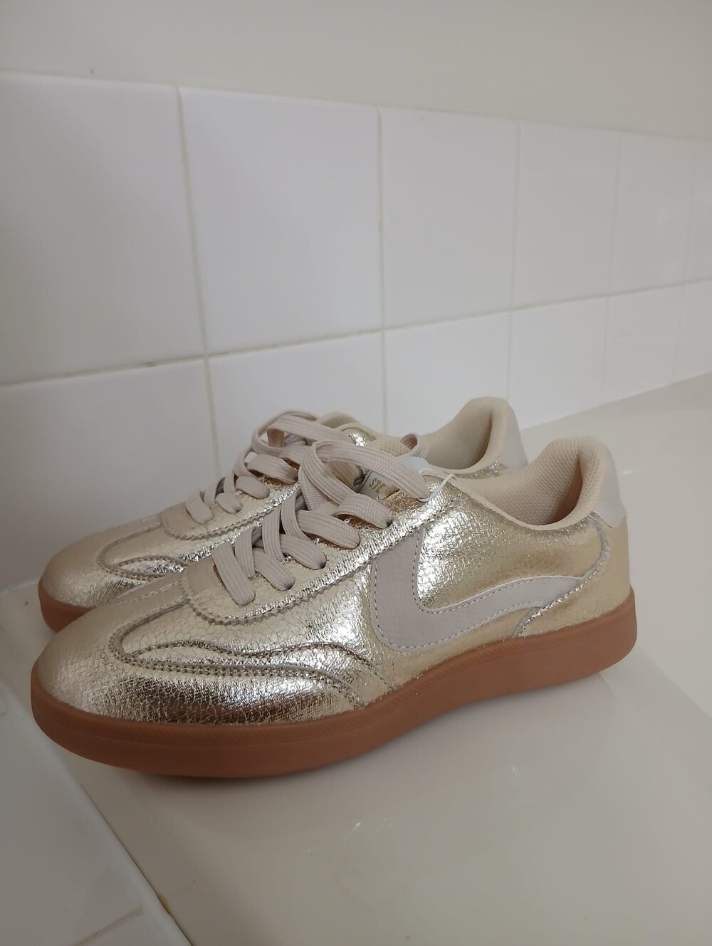 NEW Gold Comfort Sneakers